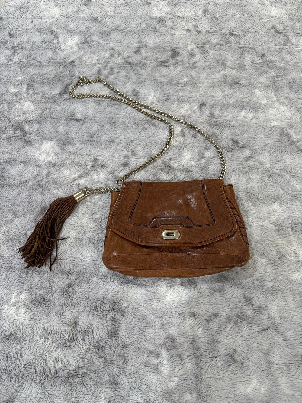 Gorgeous Leather Crossbody Bag with removable Chain and Tassel